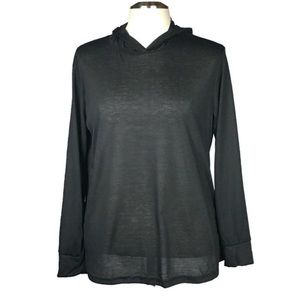 NWOT Black Hooded Long Sleeve Shirt Dress.